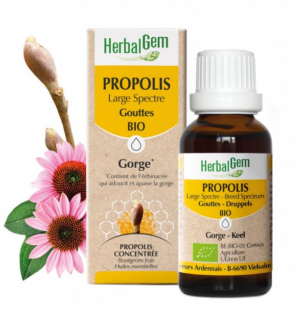 Herbalgem Propolis Large Spectre Gouttes Gorge Bio 15ml
